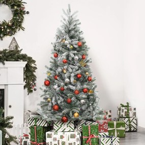 Árvore de Natal Nevada Artificial 150cm com 521 Ramos PVC e PE Base Dobrável e Suporte de Metal Decoração de Natal para Interiores Ø90x150cm Verde e B