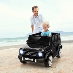 Carro Elétrico para Crianças 12V Mercedes-Benz G500 com Controlo Remoto 3 Velocidades Buzina Música e Luzes LED Preto