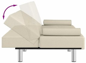 Sofá-cama com suporte para copos couro artificial cor creme