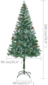 Árvore Natal artificial pré-iluminada c/ bolas e pinhas 180 cm