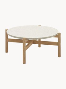 Mesa de apoio redonda para jardim em madeira de eucalipto e terrazzo Pola