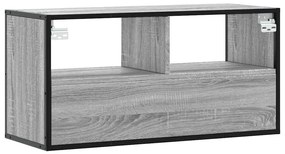 Móvel p/ TV 80x31x39,5 cm deriv. madeira/metal cinzento sonoma
