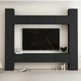 vidaXL 8 pcs conjunto de móveis de TV contraplacado preto