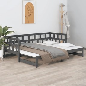 vidaXL Estrutura sofá-cama de puxar 2x(80x200) cm pinho maciço cinza