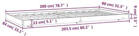 Estrutura de cama sem colchão 80x200 cm pinho maciço branco