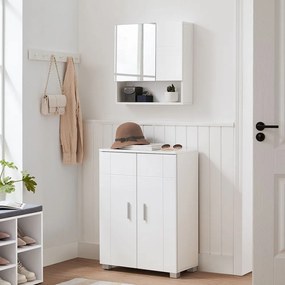 Armário de casa de banho com prateleiras reguláveis 60 x 30 x 82 cm Branco