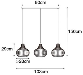 Moderno candeeiro suspenso preto 3 luzes - Sapphira Moderno