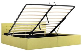 Cama hidráulica com arrumação 180x200 cm tecido amarelo-lima