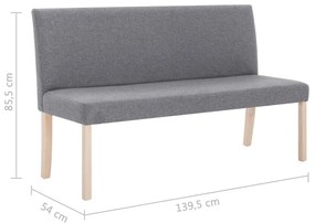 Banco 139,5 cm poliéster cinzento-claro