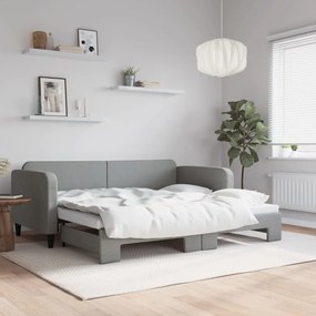 vidaXL Sofá-cama com gavetão 90x190 cm tecido cinzento-claro