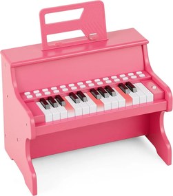 Piano de brincar com 25 teclas para crianças 38 x 24 x 29 cm, com suporte e modo de aprendizagem, velocidade e volume ajustáveis, design em madeira Ro