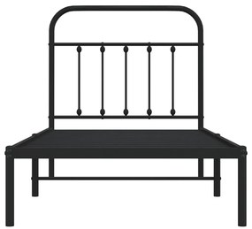 Estrutura de cama com cabeceira 90x190 cm metal preto