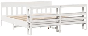 Cama sem colchão 200x200 cm madeira de pinho maciça branco
