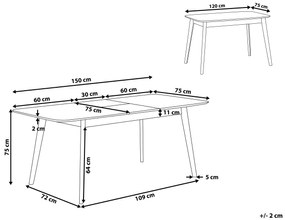 Mesa de refeição extensível em madeira castanha clara 120/150 x 75 cm MADOX Beliani