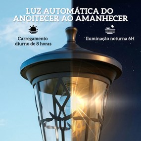 Conjunto de 2 Candeeiros Solares de Jardim com Altura Ajustável, 2 Modos de Brilho e IP44 Impermeável para Terraço e Pátio, Preto
