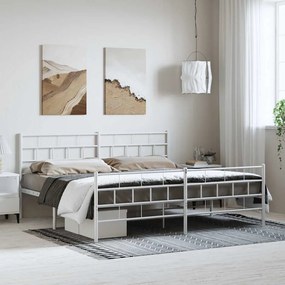 Estrutura de cama com cabeceira e pés 183x213 cm metal branco
