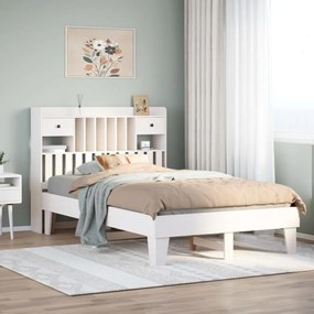 vidaXL Cama sem colchão 135x190 cm madeira de pinho maciça branco