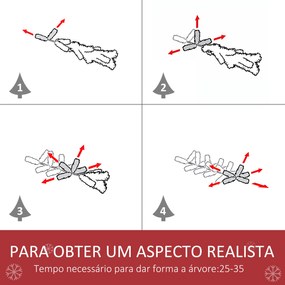HOMCOM Árvore de Natal Artificial 180cm com 800 Ramos e 61 Pinhas Folhas de PVC com Efeito de Neve Base Dobrável e Suporte Metálico para Interiores Verde