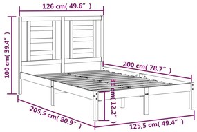 Cama sem colchão 120x200 cm madeira de pinho maciça branco