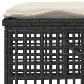 4 pcs conj. sofás p/ jardim c/ almofadões vime PE/vidro preto