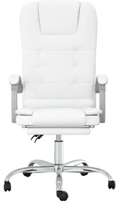 Cadeira escritório massagens reclinável couro artificial branco