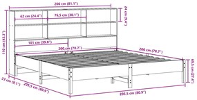 Cama com estante sem colchão 200x200 cm pinho maciço