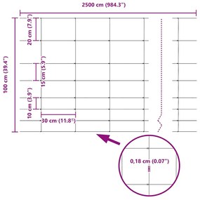 Cerca de Campo 1x25 m Aço Galvanizado
