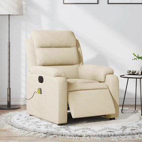 vidaXL Poltrona de massagens reclinável elétrica tecido creme
