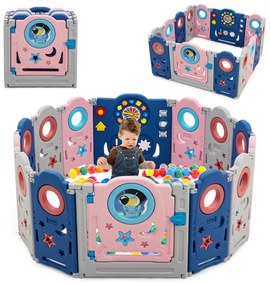 Parque Infantil com 12/14 Painéis Dobráveis Centro de Actividades de Painéis Infantis Cerca de Segurança Portátil com Brinquedos Educativos