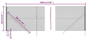 Cerca de malha de arame 2,2x10 m aço galvanizado antracite