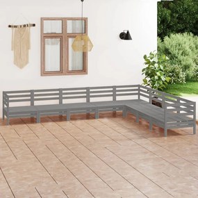 vidaXL 8 pcs conjunto lounge de jardim pinho maciço cinzento
