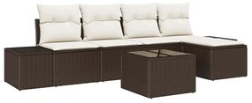 Conjunto de Sofás de Jardim com 6 Peças e Almofadas, Rattan Sintético