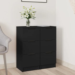 vidaXL Aparadores 2 pcs 30x30x70 cm derivados de madeira preto