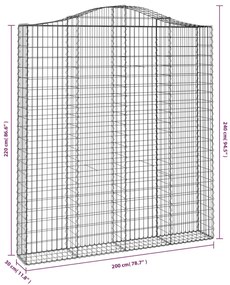 Cestos gabião arqueados 7pcs 200x30x220/240cm ferro galvanizado