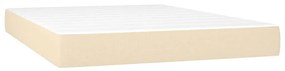 Cama box spring c/ colchão e LED 140x190 cm tecido cor creme