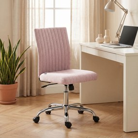 Cadeira de escritório sem braços, cadeira de escritório, altura ajustável e giratória a 360°, 43 x 56 x 89-99 cm, rosa