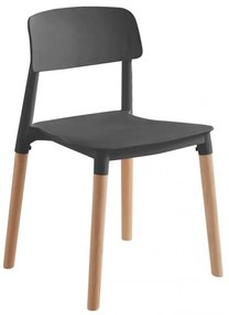 Conjunto 6 Cadeiras CROSCAT (SU), madeira, polipropileno cinza escuro