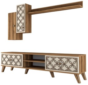 Móvel TV ClassS – Nogueira e Creme – 180x44x35 cm