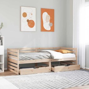 vidaXL Sofá-cama com gavetas 90x200 cm madeira de pinho maciça