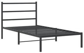 Estrutura de cama com cabeceira 100x190 cm metal preto