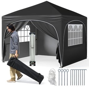 Tenda de 3 x 3 m com 4 paredes laterais removíveis Tenda de jardim, festas e eventos Inclui bolsa e 4 x Sacos de areia com rodas 8 estacas 4 âncoras P