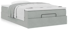 Cama otomana com colchão cinza claro 120x190 cm Veludo