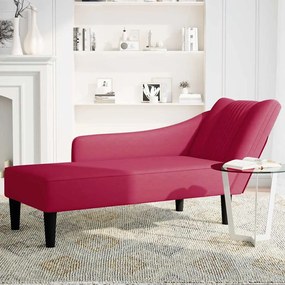 vidaXL Chaise-longue com apoio de braço direito vinho tinto veludo