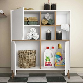 Armário Multiusos Pulse – Branco e Nogueira – 100x115x30 cm