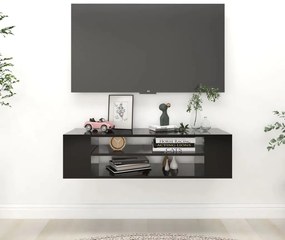 Armário TV suspenso 100x30x26,5 cm derivados de madeira preto