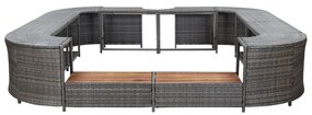 Contorno de spa quadrado 268 x 268 x 55 cm vime PE cinzento
