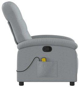 Poltrona de massagens reclinável tecido cinzento-claro