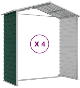 Abrigo de jardim 191x385x198 cm aço galvanizado verde