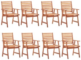 Cadeiras de jantar p/ jardim 8 pcs c/ almofadões acácia maciça