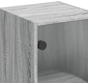 Armário de parede c/ portas de vidro 35x37x68,5 cm cinza sonoma